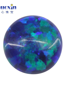 圆形人造欧泊石OPAL 圆形平底素面深蓝色变彩欧珀澳宝裸石OP14