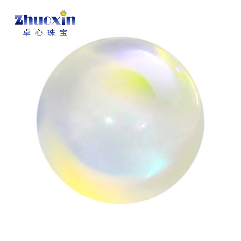 圆形平底素面镀AB玻璃裸石 炫彩光面耳钉戒指吊坠DIY饰品配件