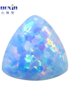 肥三角素面仿欧泊石粉蓝色 粉红变彩OPAL宝石平底裸石澳宝 OP26