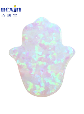 仿白欧泊绿变彩手掌形欧泊人造蛋白石OPAL 澳宝吊坠横穿孔OP16