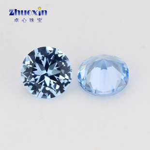 圆形合成尖晶石104#浅蓝色裸石 圆形尖底饰品微镶小碎钻0.8-4.25