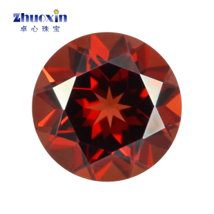 天然莫桑比克产石榴石圆形刻面裸石 酒红色调宝石主石戒面镶嵌用