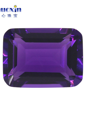 合成紫水晶深紫色长方倒角车平裸石  实验室培育紫水晶祖母绿切割