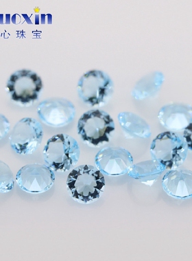 圆形浅海蓝色玻璃人造宝石裸石 DIY散钻美甲钻配饰品戒指1~4.25mm