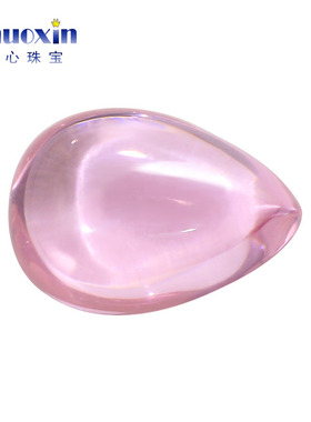 粉红色梨形平底素面锆石裸石 光面粉红锆合成CZ水滴弧面DIY包镶石