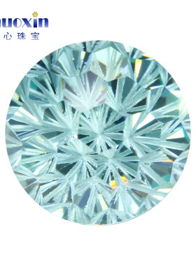 帕拉伊巴色烟花切圆形尖底裸石 蓝绿色高碳钻裸钻美甲耳钉镶嵌