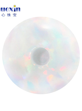 半孔圆珠仿白欧泊欧珀石红色变彩裸石 球形打孔珠子合成澳宝OP18