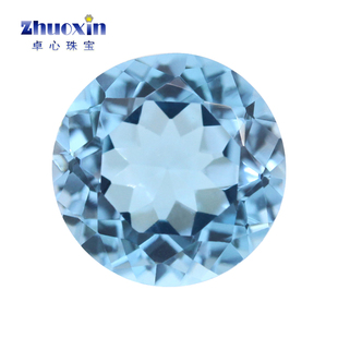 圆形天然瑞士蓝托帕石topaz裸石 天蓝色原石戒面彩色黄玉彩宝DIY