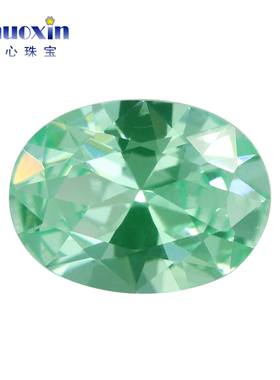 蛋形135#绿尖晶裸石戒面 浅绿色薄荷绿色椭圆形清透合成宝石首饰