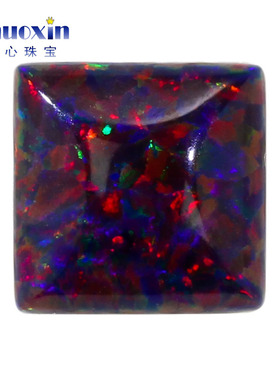 正方直角平底素面欧泊石 暗红色宝石蛋面裸石OPAL合成澳宝#13-3