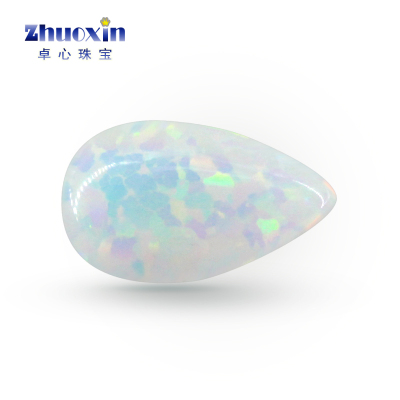 梨形平底素面澳宝戒面裸石OPAL 水滴形白色系合成仿白欧泊石OP17