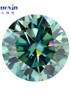 圆形绿色莫桑石裸钻尖底戒面 圆钻正品进口绿莫桑镶戒指项链主石