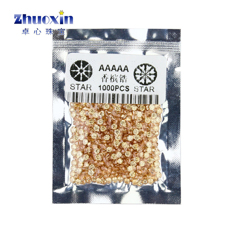 小圆形香槟色锆石裸石 微镶蜡镶石合成立方氧化锆CZ首饰裸钻DIY