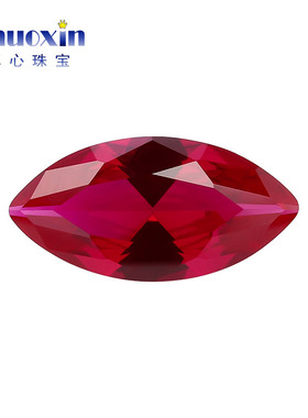 5#马眼形红刚玉裸石戒面 合成培育红宝石七月红戒指面镶嵌石DIY钻