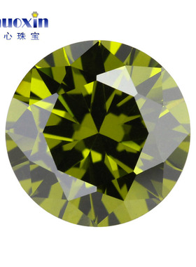 圆形橄榄绿色人造锆石裸石 大尺寸尖底CZ首饰品仿钻DIY 3~20mm