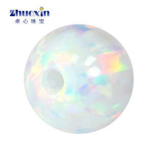 球形珠子合成澳宝串珠通孔钻OP17 全孔圆珠仿白色欧泊石欧珀裸石
