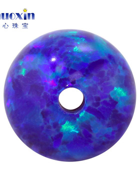 全孔圆珠紫色蓝绿彩欧泊石欧珀裸石 球形珠子合成澳宝通孔 OP51