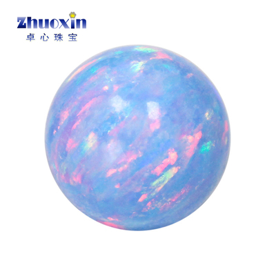圆珠欧泊石粉蓝色欧珀裸石 球形珠子合成澳宝光珠无孔OP26