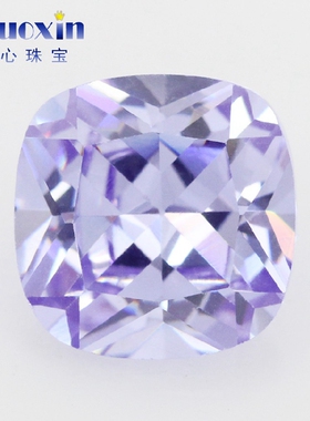 变蓝色肥正方枕头形锆石裸石 浅蓝色尖底钻人造CZ仿钻石宝石戒面