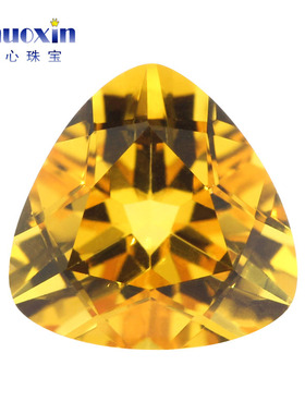 培育黄色水晶肥三角形裸石 合成压电黄水晶胖三角镶嵌用主石