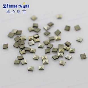 正方形天然铁矿石马克赛石MARCASITE 平底泰银马赛克饰品补钻裸石