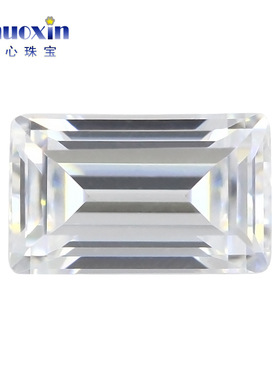 9A直梯白锆长方直角车平白色锆石裸石 尖底CZ透明钟手表戒面补钻