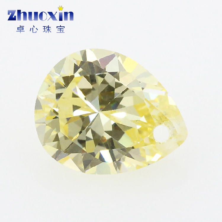 戒面裸石水滴形黄色仿钻