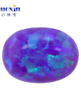 蛋形平底素面人造紫色蓝绿色彩澳宝OPAL 椭圆形欧泊宝石裸石 OP51