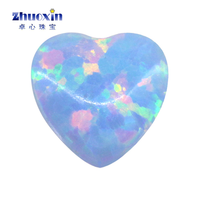 粉蓝色人造欧泊石OPAL 心形平底素面桃心形欧珀澳宝戒面镶嵌OP26