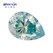 梨形蓝莫桑钻裸石水滴形戒面 美国进口莫桑石裸石diy戒指吊坠耳钉