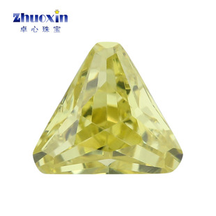 橄榄黄锆倒三角合成锆石尖底裸石 三角形倒角耳钉戒托石补钻配石
