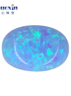 椭圆形欧泊 蛋形平底素面人造天蓝色澳宝OPAL宝石裸石镶嵌OP06