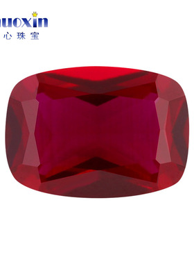 鸽血红色8#刚玉肥长方尖底裸石 合成培育红宝石红刚玉镶嵌用主石