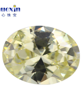 椭圆形橄榄黄色人造CZ锆石裸石 蛋形戒面尖底彩色宝石钻首饰品DIY