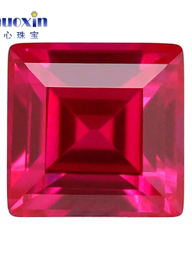 正方直角车平5#红刚玉戒面裸石 合成红宝石Ruby首饰配石主石DIY