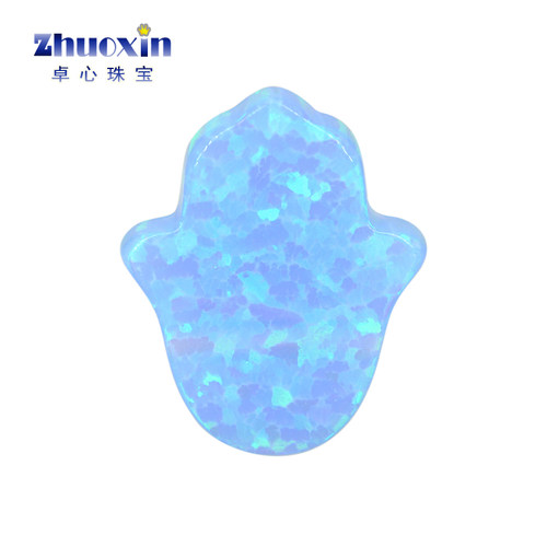 手掌形天蓝色欧泊人造蛋白石OPAL 仿欧珀澳宝吊坠带孔横穿孔OP06