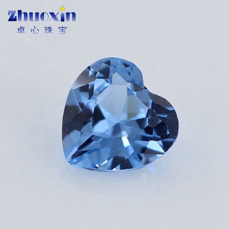桃心形108#蓝尖晶石尖底裸石 人造浅蓝色宝石珠宝饰品镶嵌裸钻diy