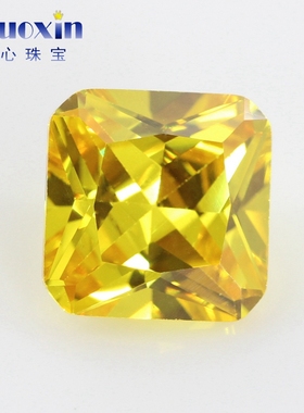 正方倒角金黄色立方氧化锆石裸石 小八角CZ银饰镶嵌手表仿钻DIY