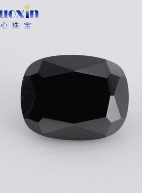 枕形黑色合成立方氧化锆石裸石 肥长方形CZ黑锆宝石戒面镶嵌首饰