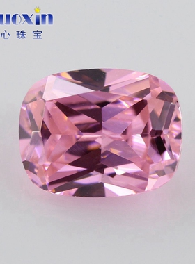 粉红色合成锆石肥长方形裸石 枕头形彩色宝石戒面美甲钻镶嵌饰品