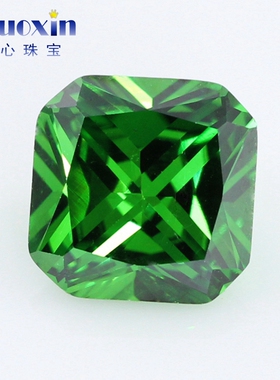 正方倒角绿锆裸石戒面 祖母绿色CZ立方氧化锆石小八角形仿钻宝石