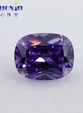枕头形肥长方形紫红色锆石裸石 紫色CZ戒面尖底散钻镶嵌火彩闪DIY