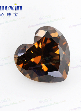 diy桃心形棕色手表主石水晶钻