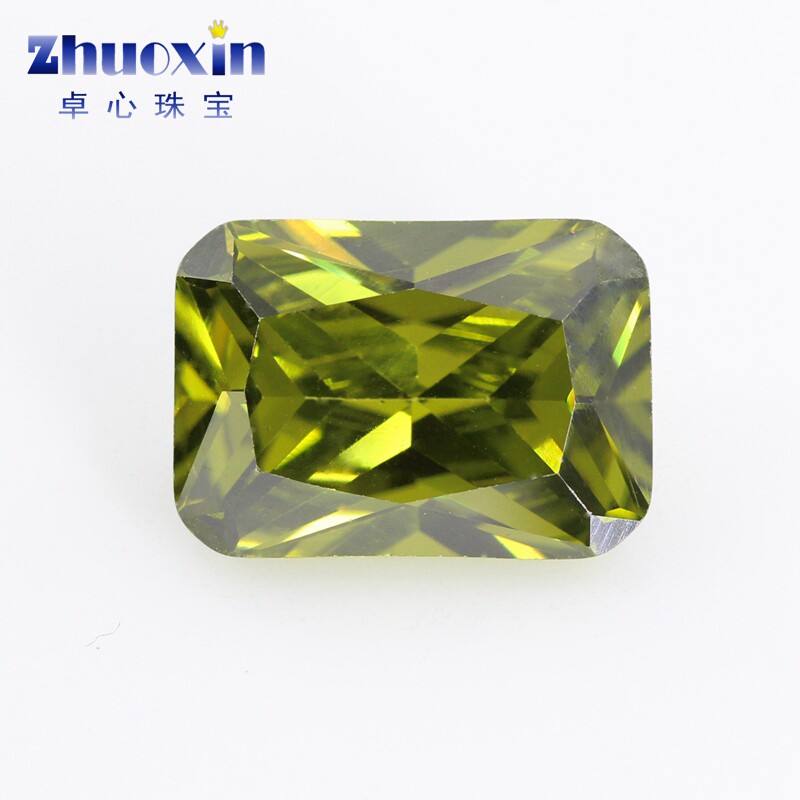 小八角橄榄绿锆合成锆石裸石钻 长方倒角形彩色宝石钻首饰品diy