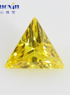 金黄色锆石直三角裸石戒面 合成彩色宝石CZ美甲钻耳钉戒指主石DIY