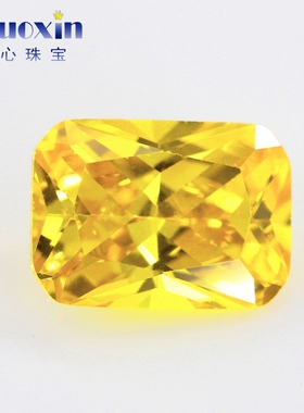 长方倒角形金黄色立方氧化锆石裸石 小八角车花镶嵌手表钻配件DIY
