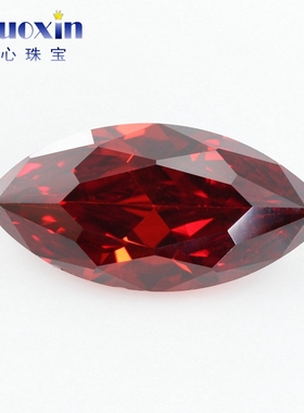 马眼形石榴红色立方氧化锆石裸石 大红色微镶仿钻戒面首饰CZ主石