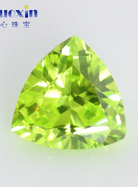 肥三角形果绿色锆石裸石 梧州宝石CZ异形胖三角首饰镶嵌主石Diy