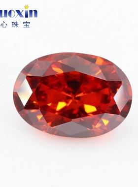 石榴红色立方氧化锆石蛋形裸石 大红色椭圆形镶嵌仿钻首饰主石DIY