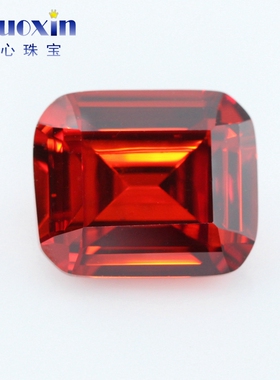 长方倒角车平石榴红大红色锆石裸石 祖母绿切割戒面CZ仿钻石配饰